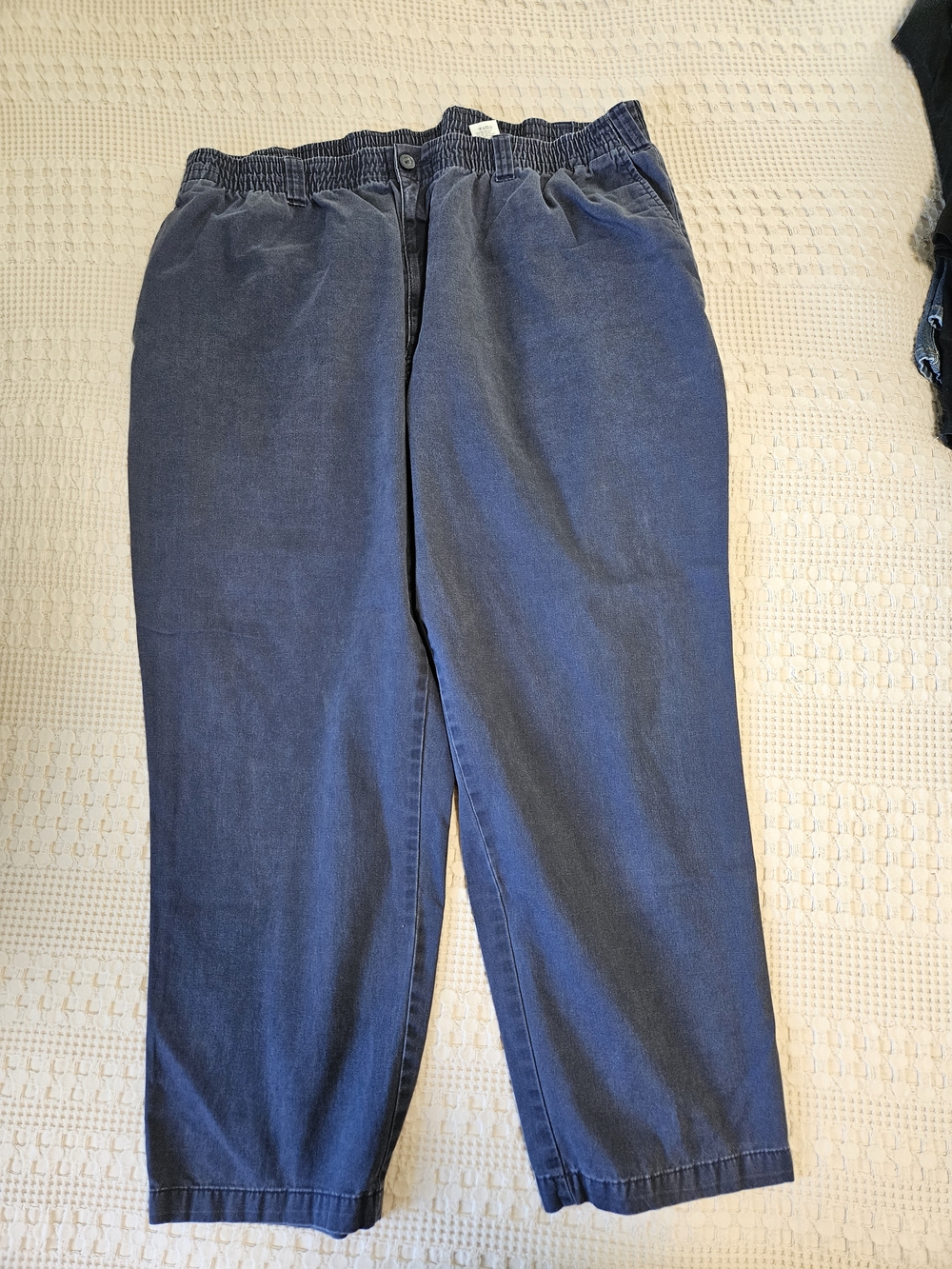 Elastic Waist Dark Blue Denim Pants